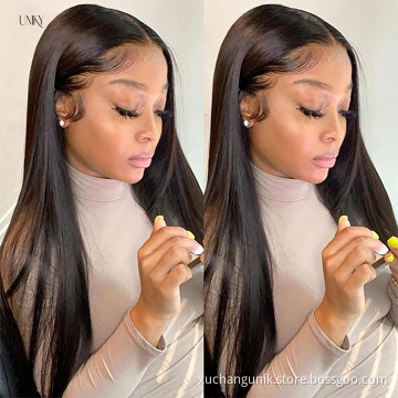 Uniky Pre Pluck Brazilian Virgin Cuticle Aligned double drawn Body straight wave 360 frontal Lace front human hair wigs